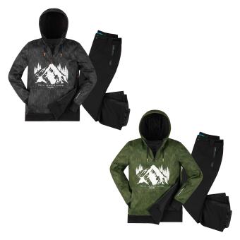 killtec Herren Softshell Skianzug  Skijacke allover Print als hoodie - Softshellhose schwarz Stretch - fällt kleiner aus! - 2